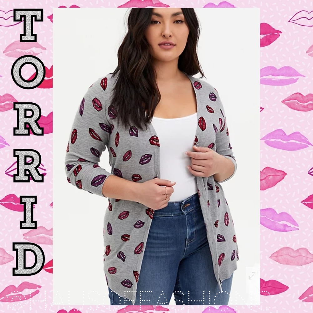 TORRID Kisses Grey Boyfriend Cardigan Sweater! 💋